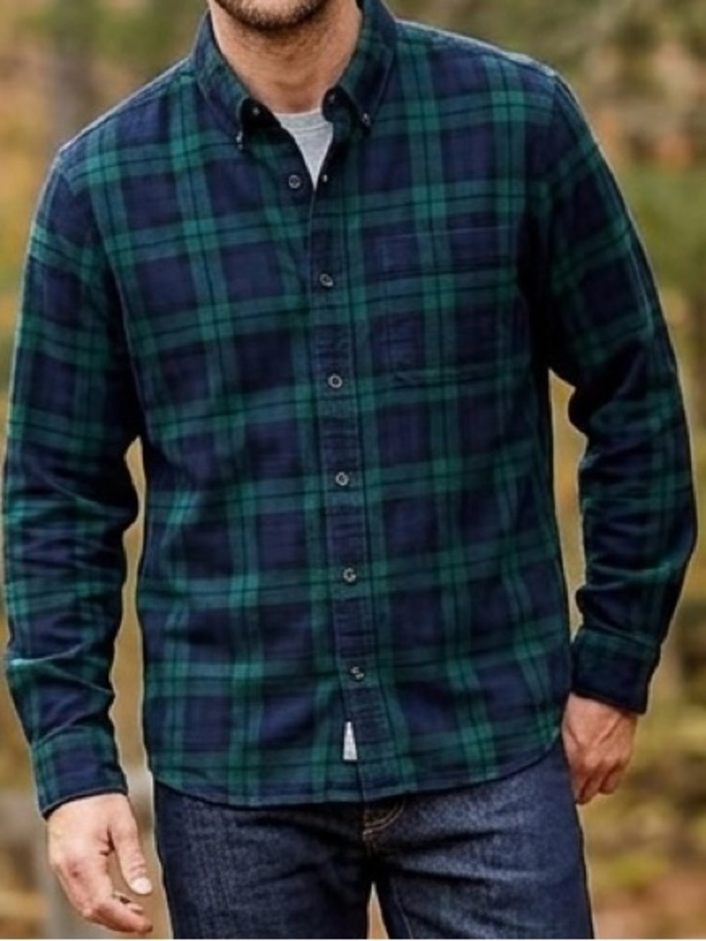 L.L. Bean Scotch Plaid Flannel Shirt Size Large